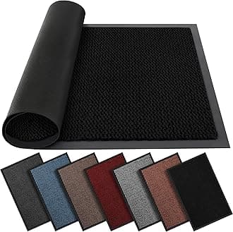 BLADO Washable Door Mats - Non-Slip Heavy Duty Doormats - Stylish Large Rubber Mat - Perfect Dust Grabbing Indoor & Outdoor (Black, 90cm x 200cm)