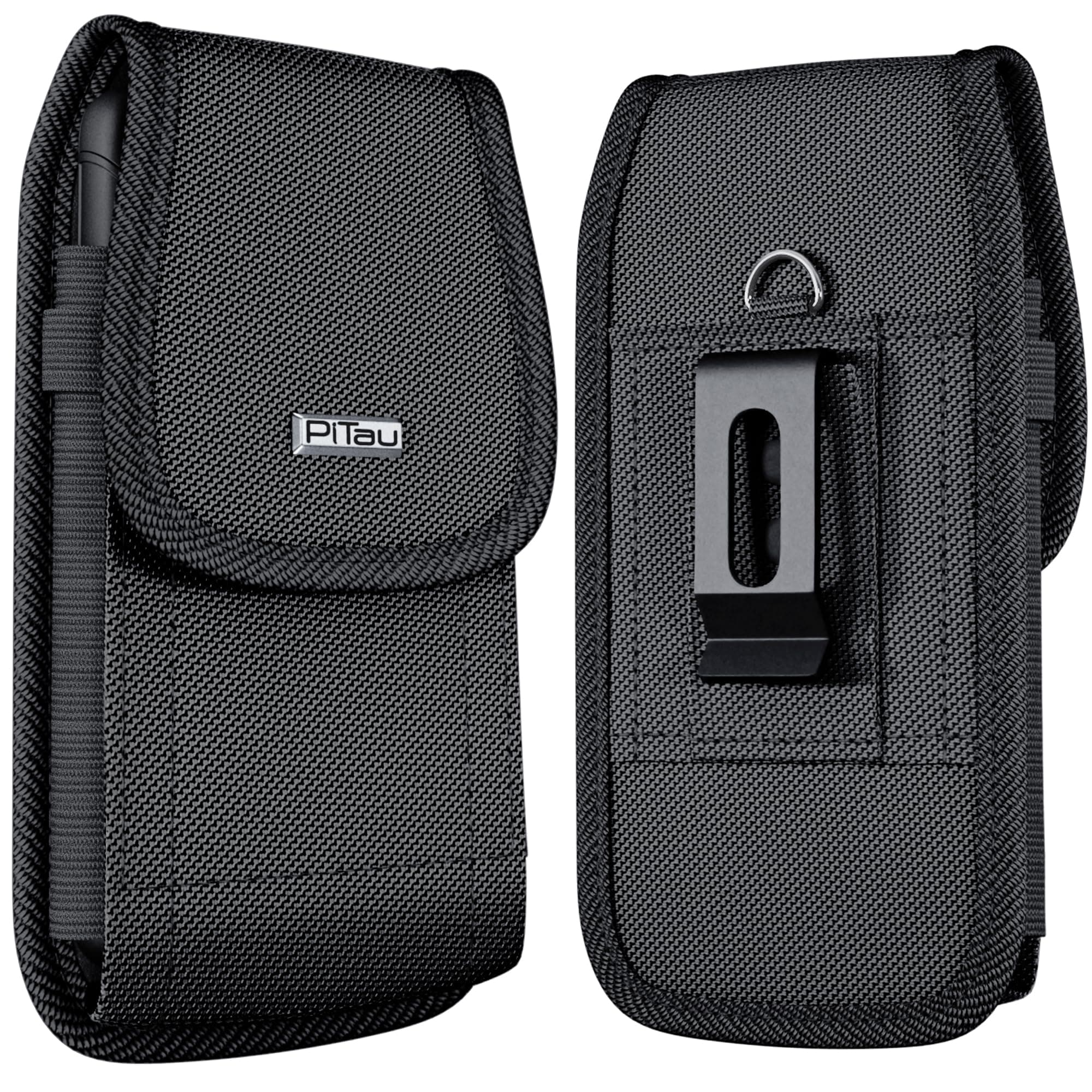 Nylon Holster for Large iPhone Plus, Pro Max Models 16 15 14 13 12 11 Xs Max, Samsung Galaxy Plus S25+ S24+ S23+ S22+, Cell Phone Belt Holder Case with Clip, Pouch Fits Protective Cover, Black