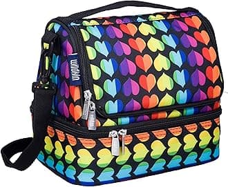 52701 Rainbow Hearts Two Compartment Double Decker Lunch Bag, Polyester