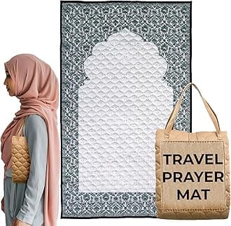 Muslim Prayer Mat - سجادة صلاة - Padded & Portable Islamic Prayer Mat - Ideal For Home & Office Use - Foldable & Machine Washable Prayer Rug - Made With Premium Cotton - Perfect For Islamic Gifts