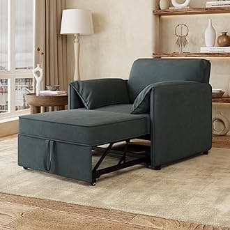 3-in-1 Convertible Sleeper Chair Sofa Bed, Pull-Out Adjustable Backrest with Thick Cushions, Multi-Functional Linen Armchair for Living Room, Bedroom, Office – White (Modern, Gray)