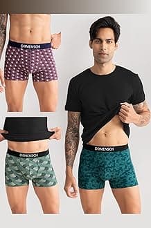 Deo-Cotton Printed Underwear for Men Combo Breathable Inner for Men Cotton Trunks for Men Pack No-Marks Waistband Mens Underwear Moisture Wicking Underwear Pack of 3