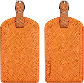 Premium Colored Luggage Tags for Luggage, Travel Bags and Suitcases by Adventure Goods- Orange (Pack of 2)