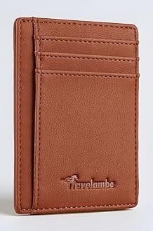 Travelambo Front Pocket Minimalist Leather Slim Wallet RFID Blocking Medium Size(Vipor Brown)