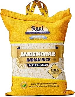 Rani Ambemohar Indian Rice 160oz (10lbs) 4.54kg Cloth Bag ~ All Natural | Gluten Friendly | Vegan | Kosher | Export Quality | Indian Origin