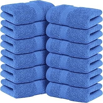 Infinitee Xclusives - 12 Pack Face Cloths |30x30 cm| 100% Cotton Wash Cloths - Ultra Soft & Highly Absorbent Fingertip Towels for Spa, Gym, Hotel & Bathroom |Eloquent Blue|
