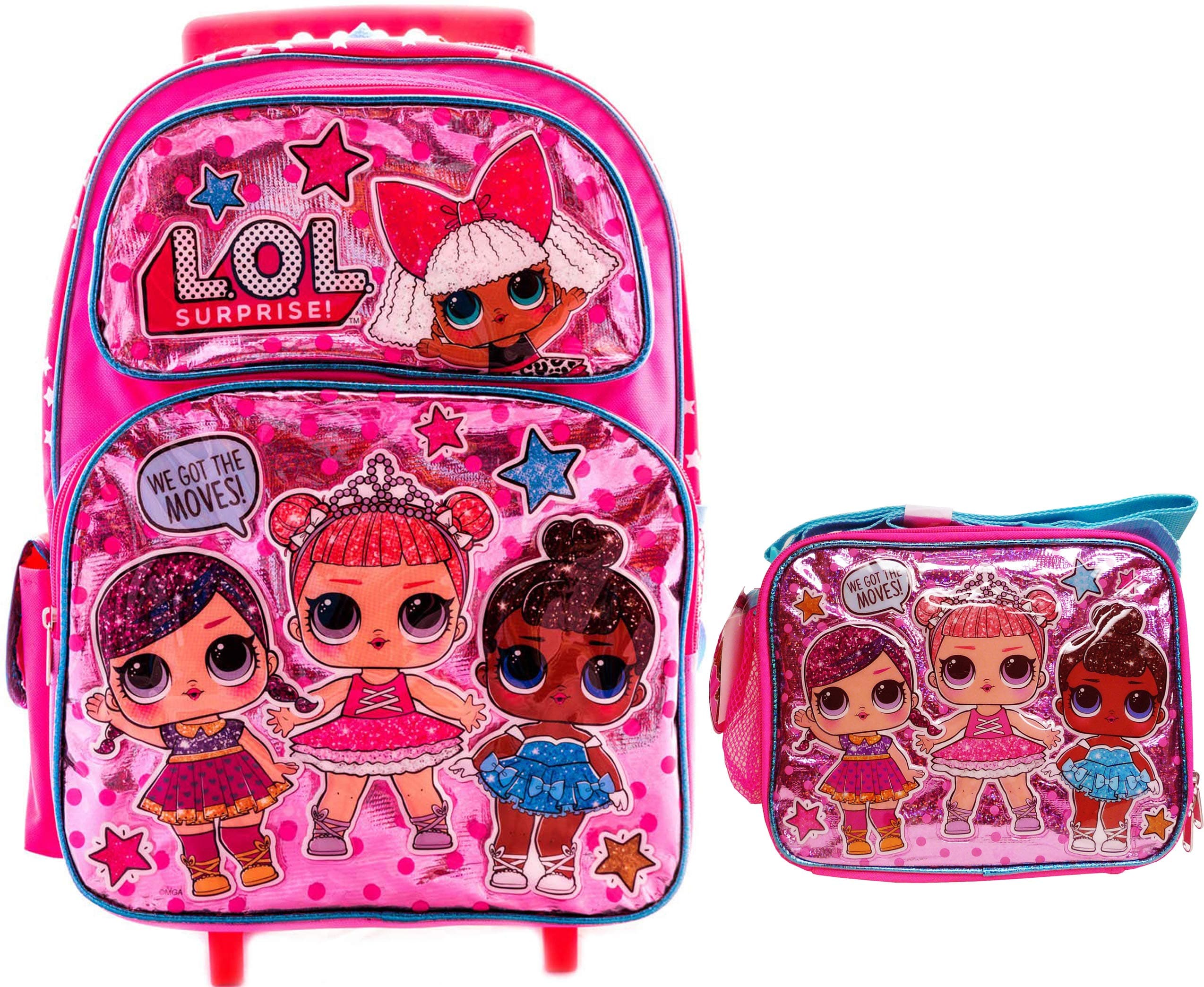 L.O.L Surprise! 16 inches Large Rolling School Backpack with Lunch Box