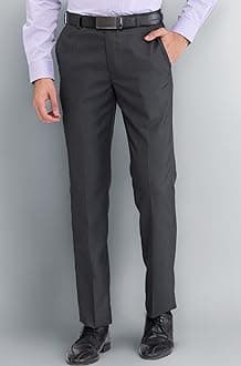 Park Avenue Men's Regular Fit Mid Rise Structure Pattern Poly Viscose Blend Flat Front Formal Trouser