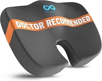 Everlasting Comfort Doctor Recommended Memory Foam Seat Cushion for Office Chairs & Car - Ergonomic Office Desk Accessories - Cushions for Tailbone Pain Relief, Sciatica (Gray, Large)