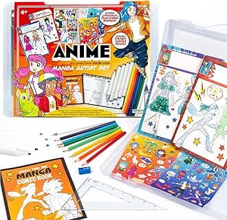 Made By Me Manga Artist Set, How to Draw Anime, Create 2 Comic Books, Great Gifts for Anime Enthusiasts, Awesome Art Kit, Drawing Kit Arts & Crafts for Kids, Great Addition to Anime Collection