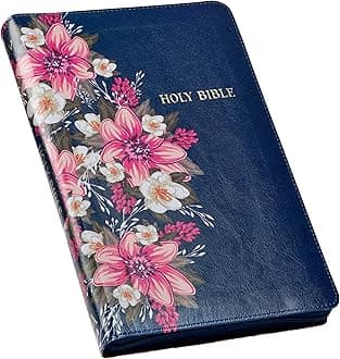 KJV Holy Bible Standard Size Faux Leather Red Letter Edition Thumb Index & Ribbon Marker, King James Version, Blue Floral, Zipper Closure Imitation Leather – 14 Feb. 2022