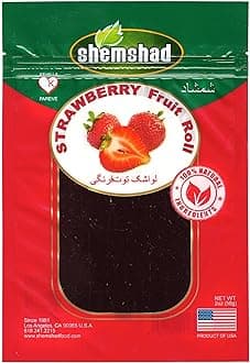 Shemshad Lavashak Strawberry Authentic Persian Style Fruit Leather Sour and Salty Fruit Layer Made in USA Certified Kosher 2oz لواشک توت فرنگی