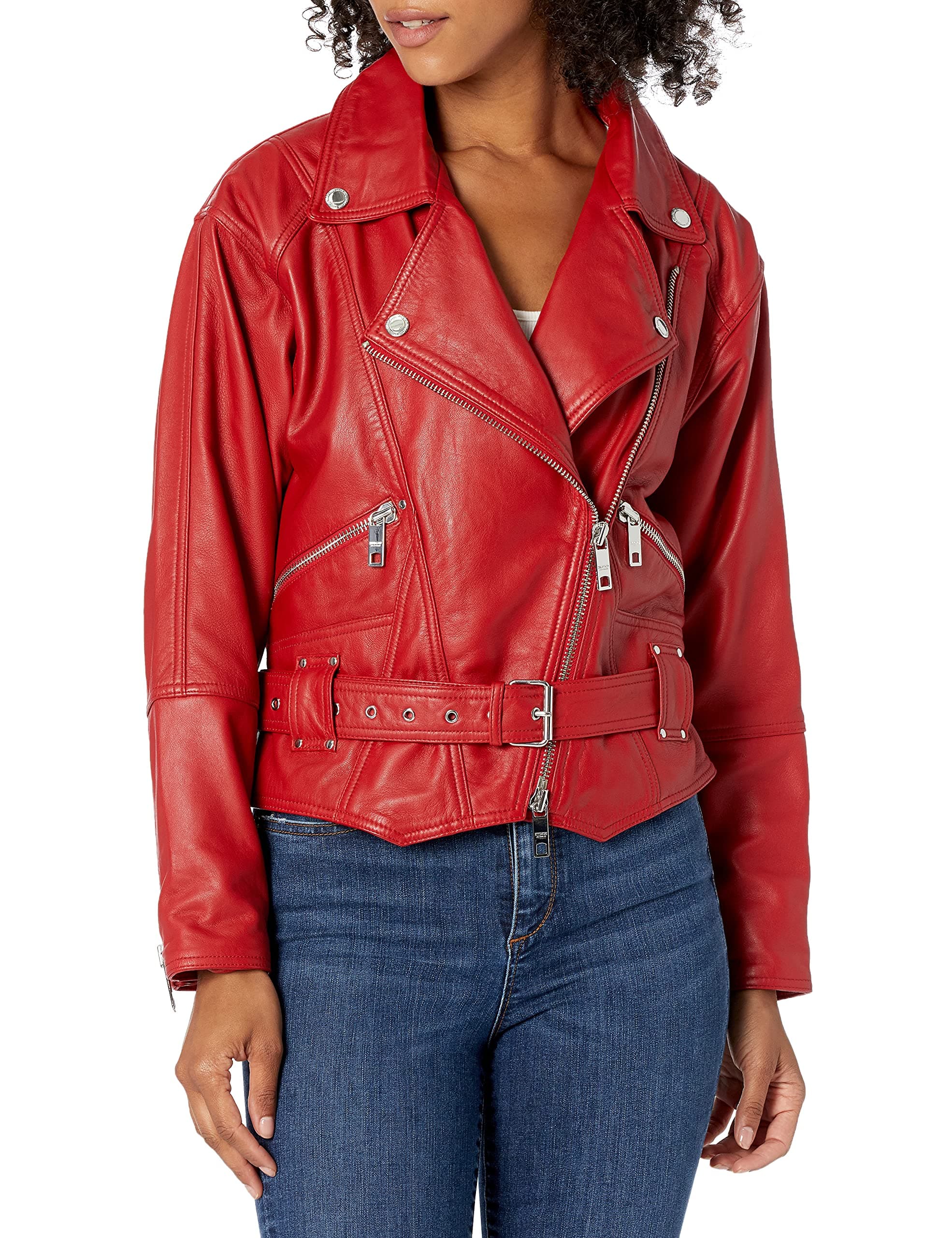 HUDSON Women's Red Leather Jacket