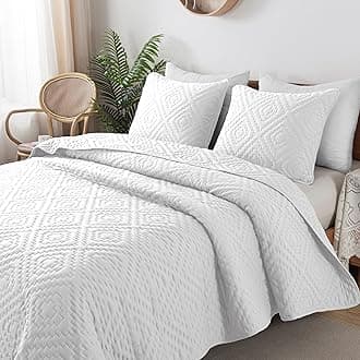 White King Size Quilt Bedding Sets with Pillow Shams, Boho Lightweight Soft Bedspread Coverlet, Quilted Blanket Thin Comforter Bed Cover for All Season, 3 Pieces, 104x90 inches