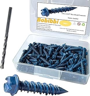 1/4 x 1-1/4" Hex Head Concrete Screw Anchor, for Anchoring to Masonry, Block or Brick (100Pcs)