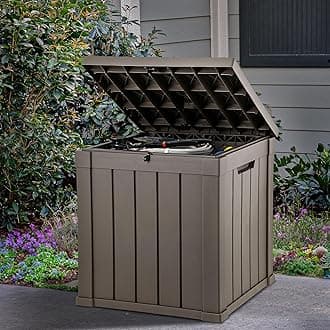 YITAHOME 51 Gallon Outdoor Storage Deck Box, Waterproof Resin Package Delivery and Storage Box with Lockable Lid for Patio Furniture Cushions, Pool Accessories, Garden Tools, Taupe