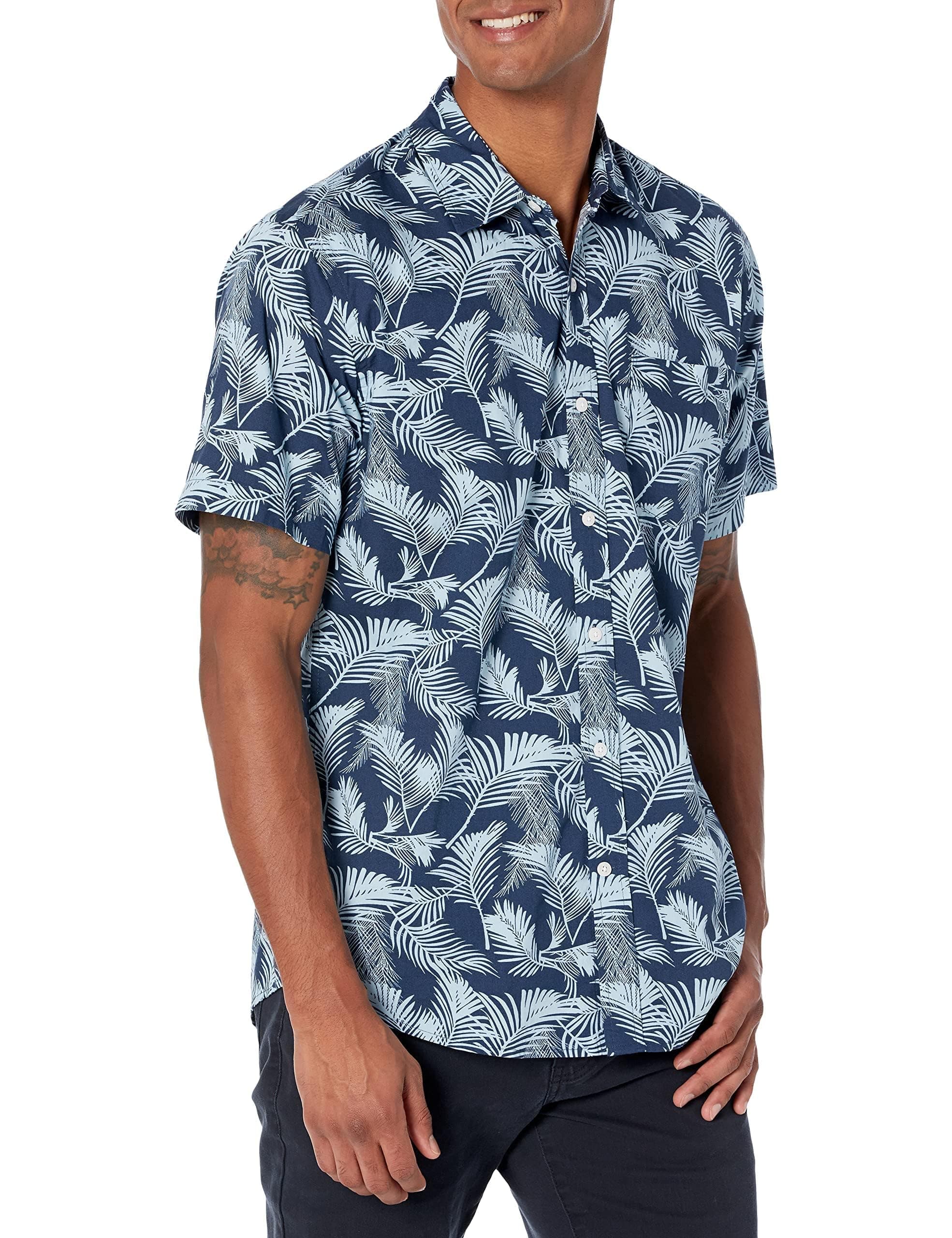 Amazon Essentials Men's Short-Sleeve Button-Down Print Shirt