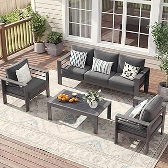 Solaste Aluminum Patio Furniture Set for All Weather, Oversized Metal Outdoor Furniture Set with 27.5" Deep Seating and 3.2" WIde Armrest, Outdoor Patio Conversation Sets with 10’’ Back Suport Cushion
