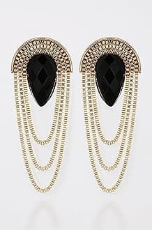 Black Gold Stylish Fancy Earrings For Women & Girls (6946er)