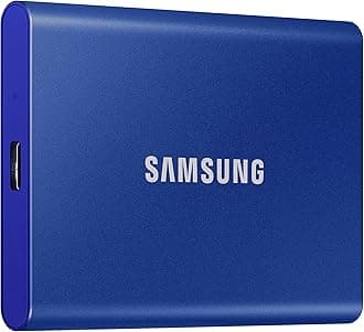 SamsungT7 Portable SSD 2TB - Up to 1050MB/s - USB 3.2 External Solid State Drive, Blue (MU-PC2T0H/AM)