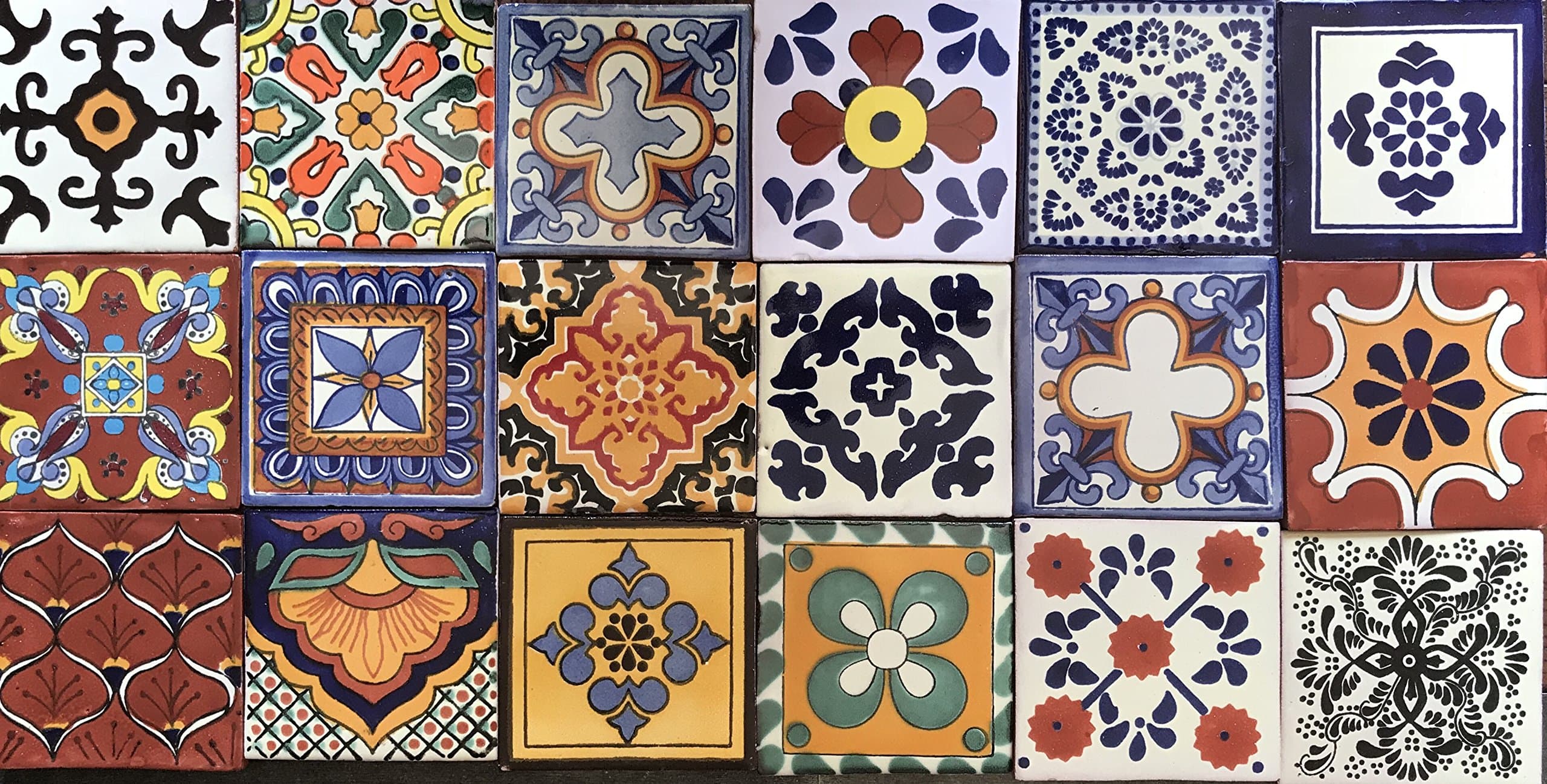 Talavera 18 Mixed Designs Real Ceramic Mexican Tile 4x4