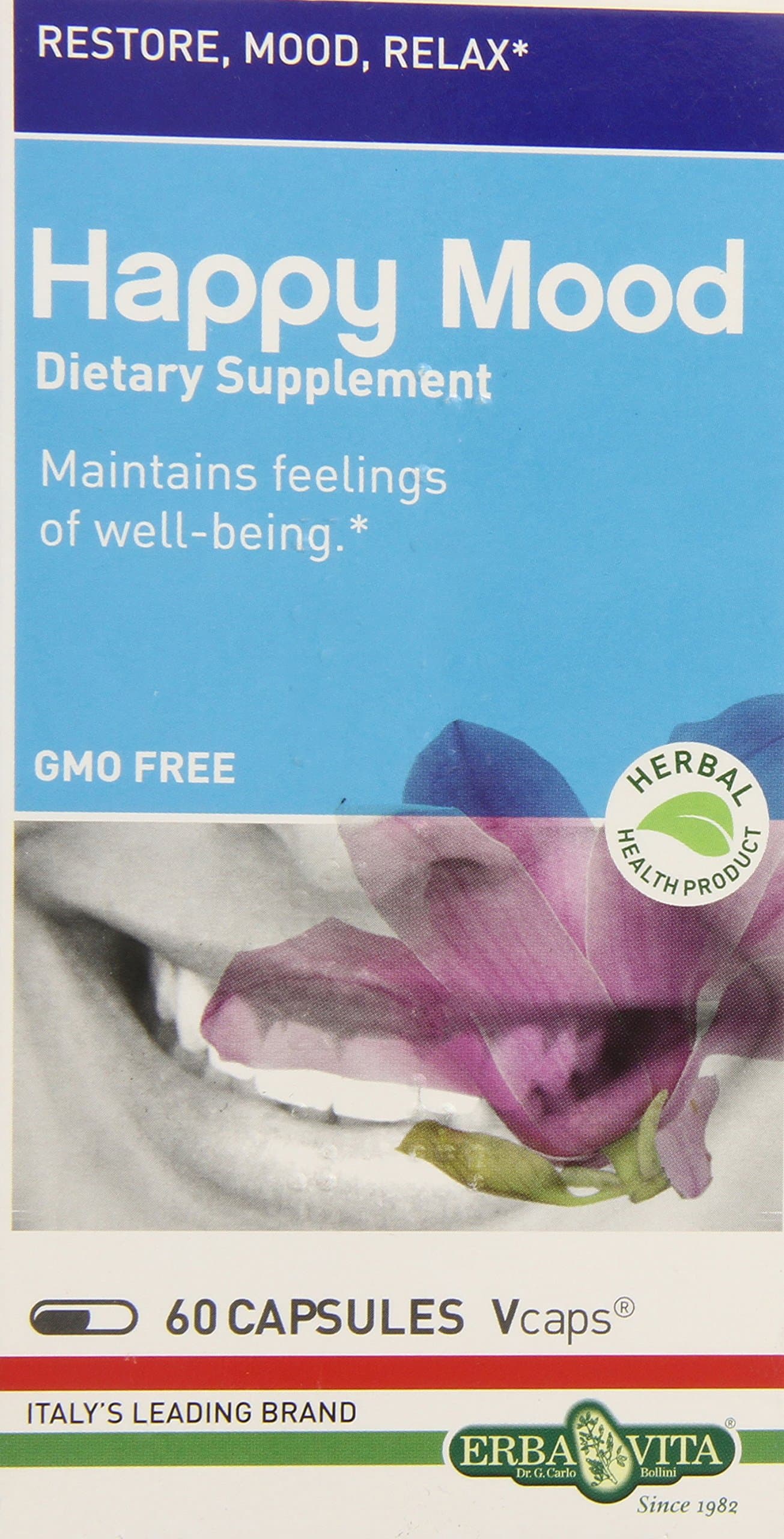 Erba Vita Happy Mood Supplements, 60 Count