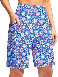 G Gradual Women's 9" Long Swim Board Shorts with Pockets High Waisted Knee Length Beach Swimming Shorts for Women with Liner