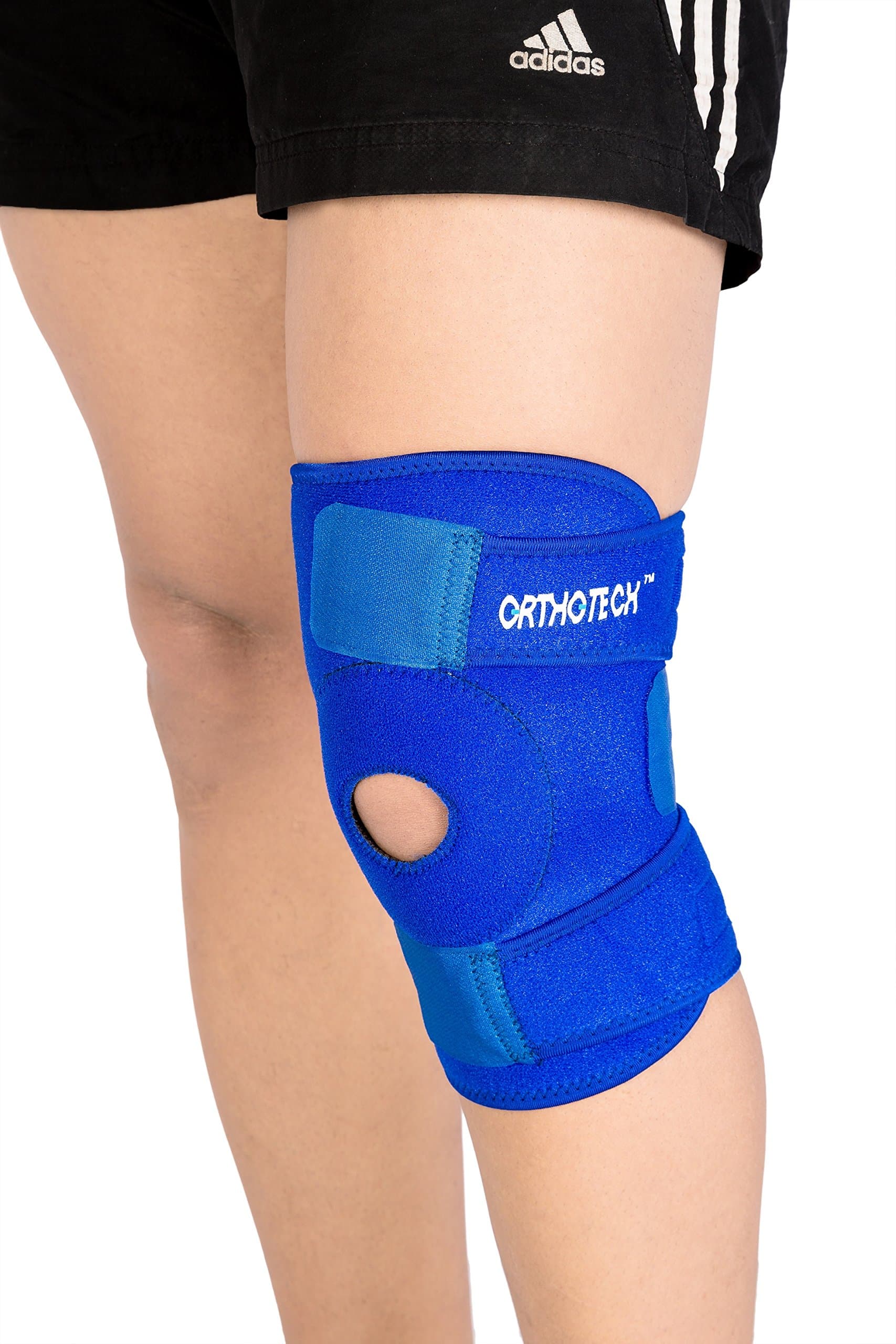 Orthotech Neoprene Open Patella Knee Support (Blue, XL)