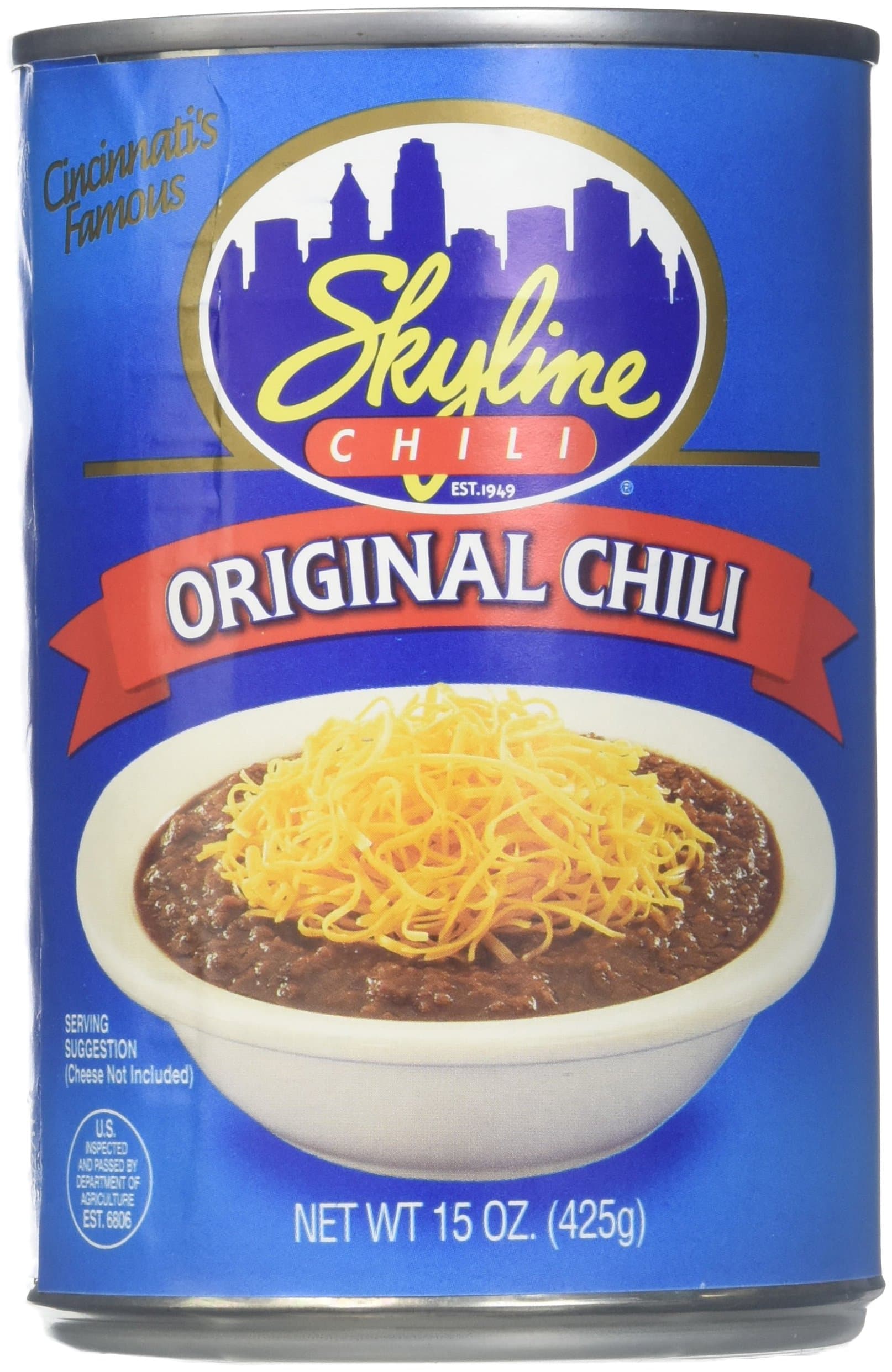 Skyline Chili, 15 oz Cans (4-Pack) – Authentic Cincinnati-Style Ground Beef, No Beans, High-Protein Hot Dog Sauce, Ready to Heat