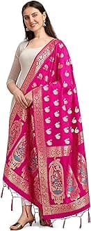 Women's Woven Banarasi Silk Zari Dupatta/Chunni, Width 1 Meter, Length 2.5 Meter