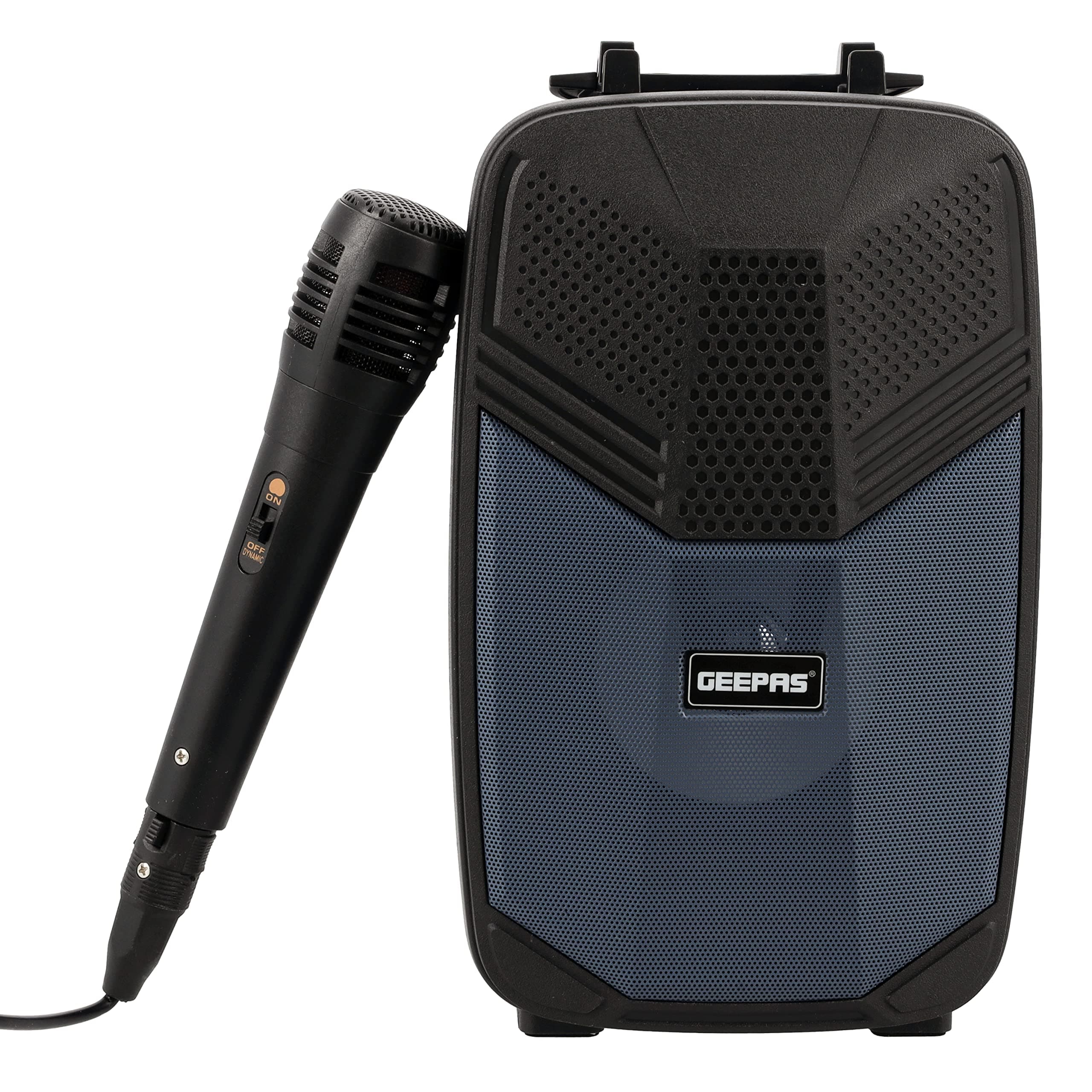 Geepas Portable Bluetooth Speaker, With Microphone, GMS11156 USB/TF/FM/AUX IN Large Circle Dazzle LED Light Portable & Lightweight Ideal For Home, Hotels & Outdoor Use, Black