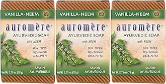 Auromere Ayurvedic Bar Soap, Vanilla Neem - Eco Friendly, Handmade, Vegan, Cruelty Free, Natural, Non GMO (2.75 oz), 3 pack