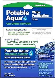 Potable Aqua Chlorine Dioxide Water Purification Tablets - 30 Count