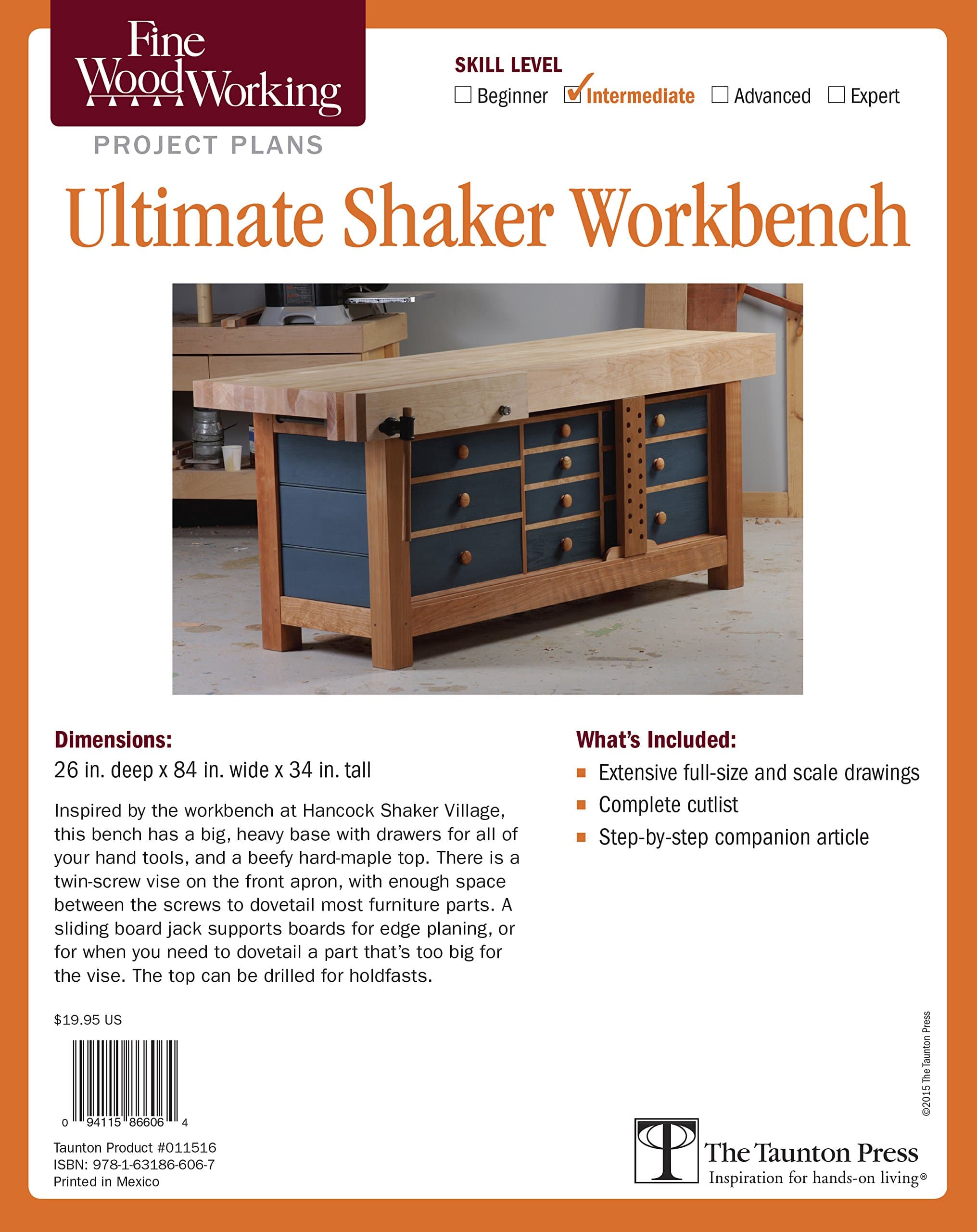Fine Woodworking's Ultimate Shaker Workbench Plan (Fine Woodworking Project Plsns) Misc. Supplies – December 29, 2015