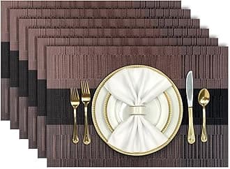 Aofmee Placemats, Heat Resistant Place Mats Set of 6, Washable PVC Table Mats, Woven Vinyl Plastic Placemats for Kitchen Dining Table, Non-Slip Stain Resistant Placemat Indoor Outdoor, Easy to Clean