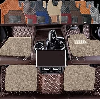Autoclow/Premium 7D Car Mat for Toyota Innova Crysta (Model : 2017-2025)|| Luxury Leather Dual-Stitch 7D Car Mat Full Set || 100% Waterproof ||Color :Coffee Stitch-Beige Grass (Design-1)