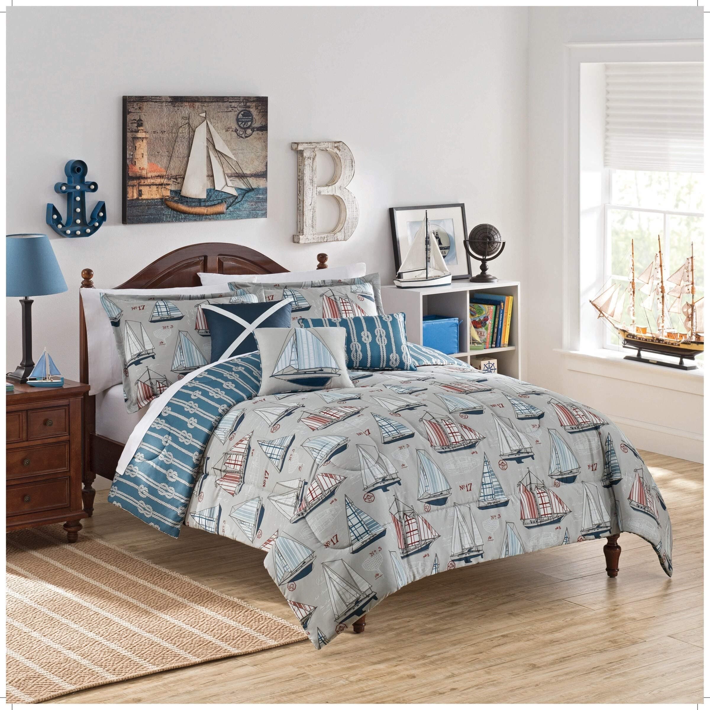Waverly Sail Bedding Set with Coordinating Sham, Twin, Multicolor