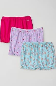 Jockey SG06 Girl's Super Combed Cotton Printed Bloomers with Ultrasoft Waistband (Pack of 3)