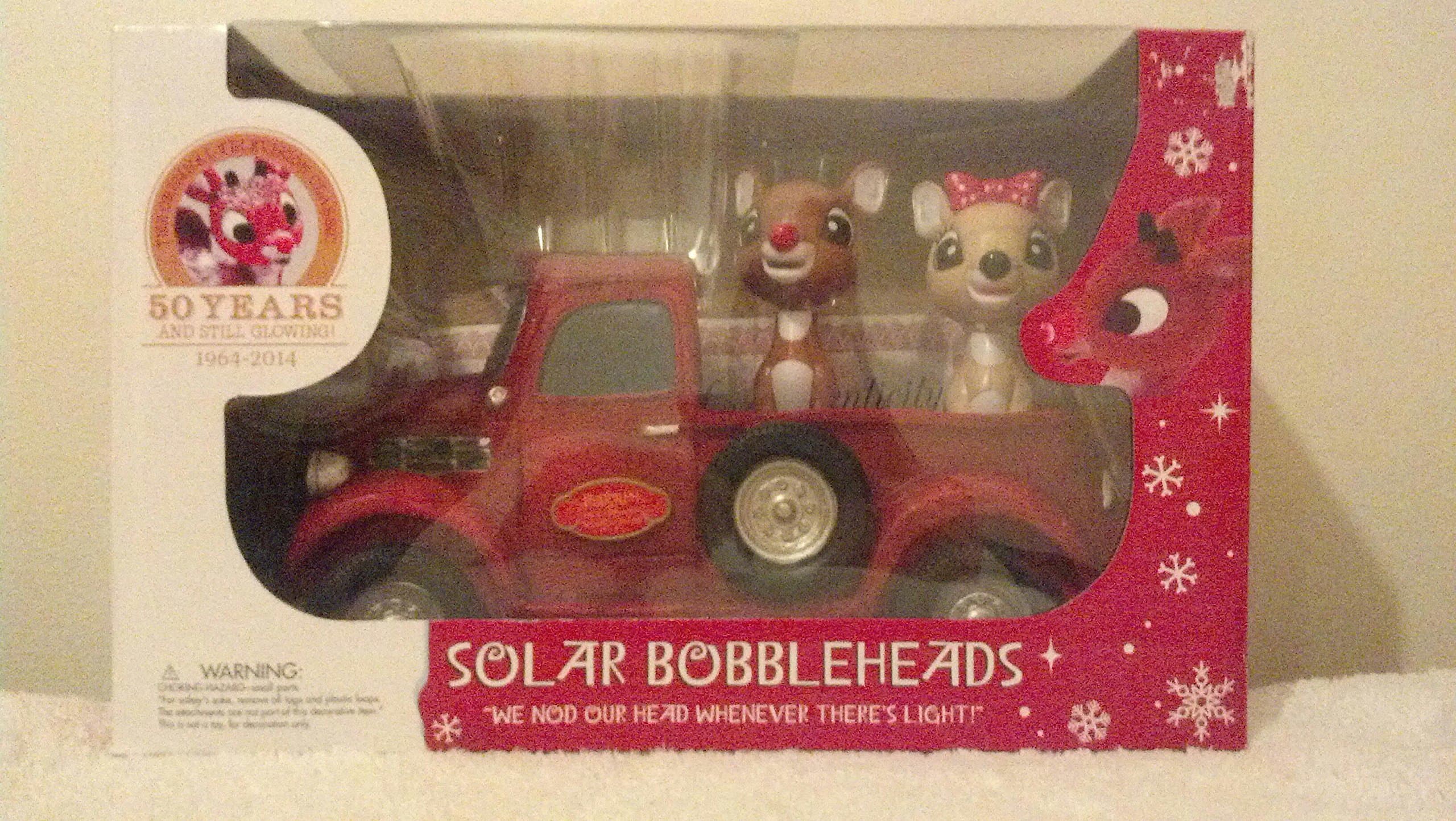 Rudolph and Clarice Solar Bobble Heads