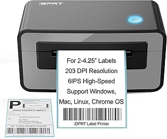 iDPRT Shipping Label Printer - 2022 Upgraded 150mm/s Thermal Label Printer, Label Printer for Shipping Packages & Small Business, Compatible with Shopify,eBay,Amazon&Etsy,etc,Support Windows,Mac,Linux