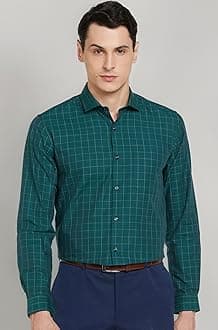 Peter England Men's Micro-Checkered Formal Slim Fit Full Sleeve Shirt | Cotton Rich