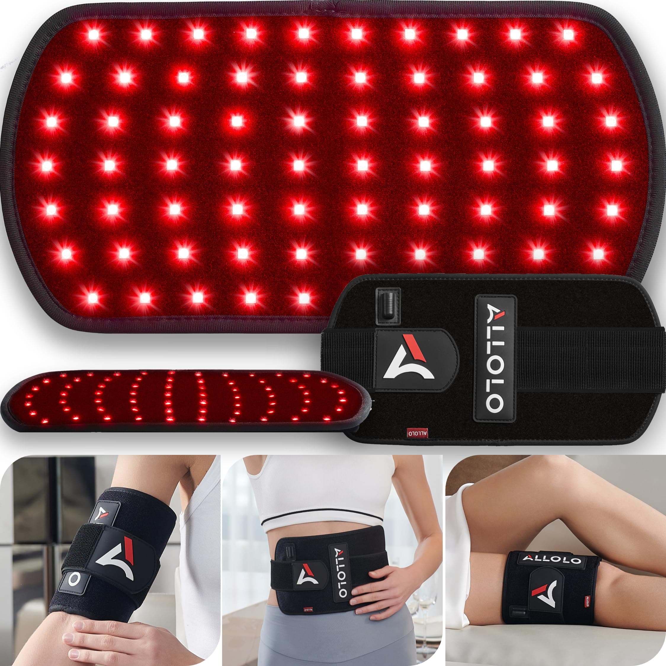 ALLOLO - Red Light Therapy for Body with 3 in 1 LED Timer Remote Control, 12.6 x 6.3 Inch Infrared Light Therapy 660nm and 850nm for Body Pain Relief, for