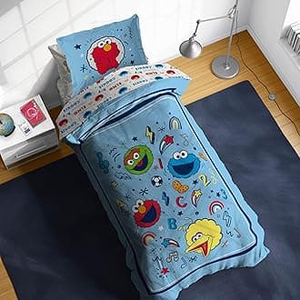 Sunny Side Up Sesame Street Twin Comforter Set - 5 Piece Kids Bedding Includes Comforter, Sheets & Pillow Cover – Super Soft Microfiber Bed Set with Elmo, Cookie Monster and Big Bird