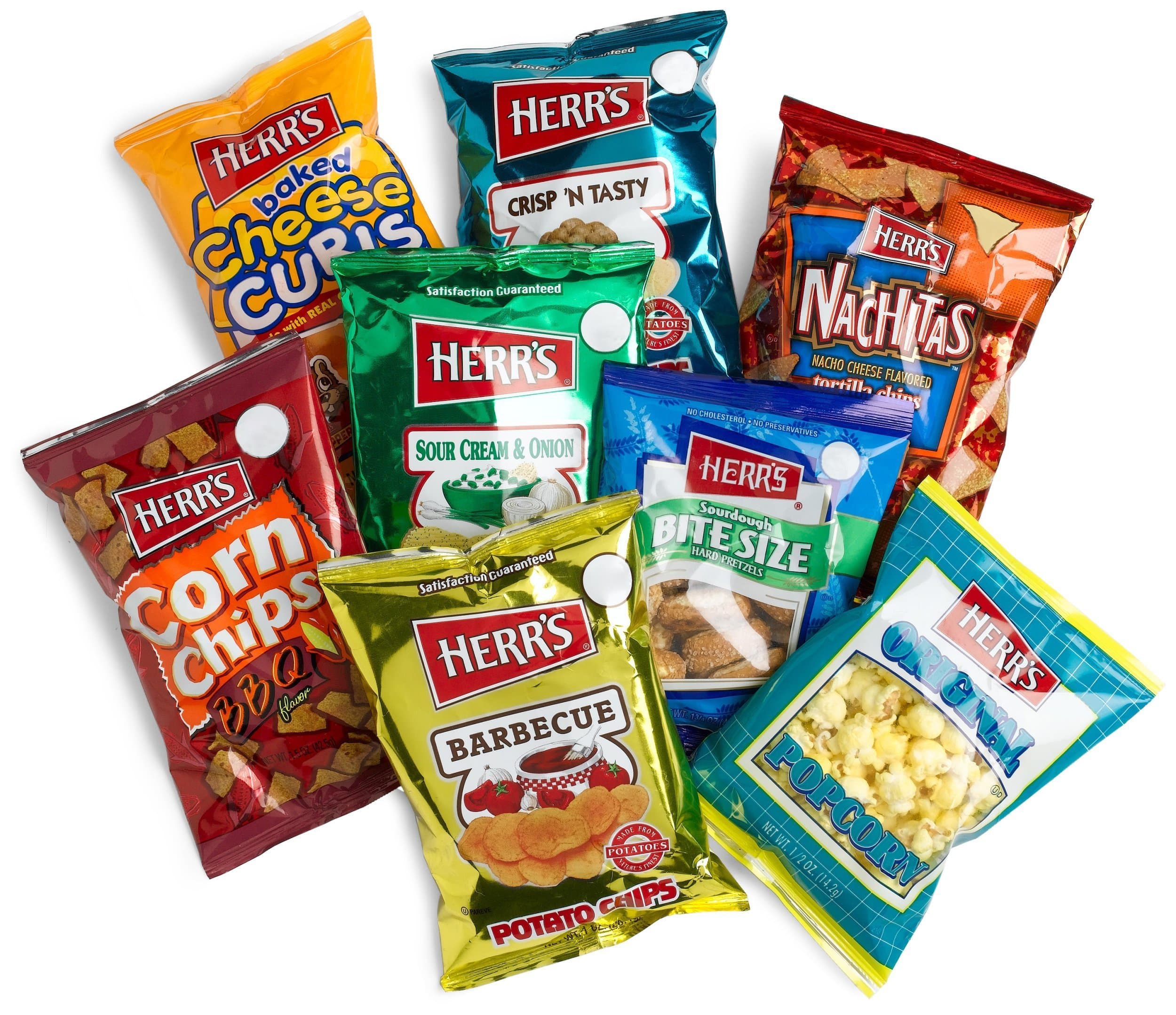 Herr's 8-Flavor Variety Snack Pack (45.75 Total Ounces), Assorted Bags (Pack of 42)