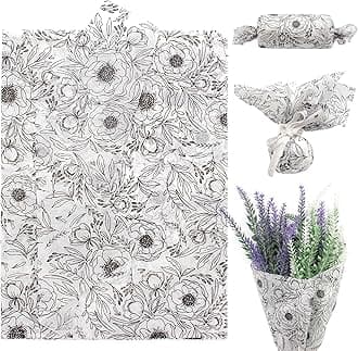Benvo Floral Tissue Paper 20x29 Inch - 20 Sheets Decoupage Craft Paper for Gift Wrapping, Flower DIY Art Projects, Spring Wedding, Birthday & Baby Shower Decorations(Style O)