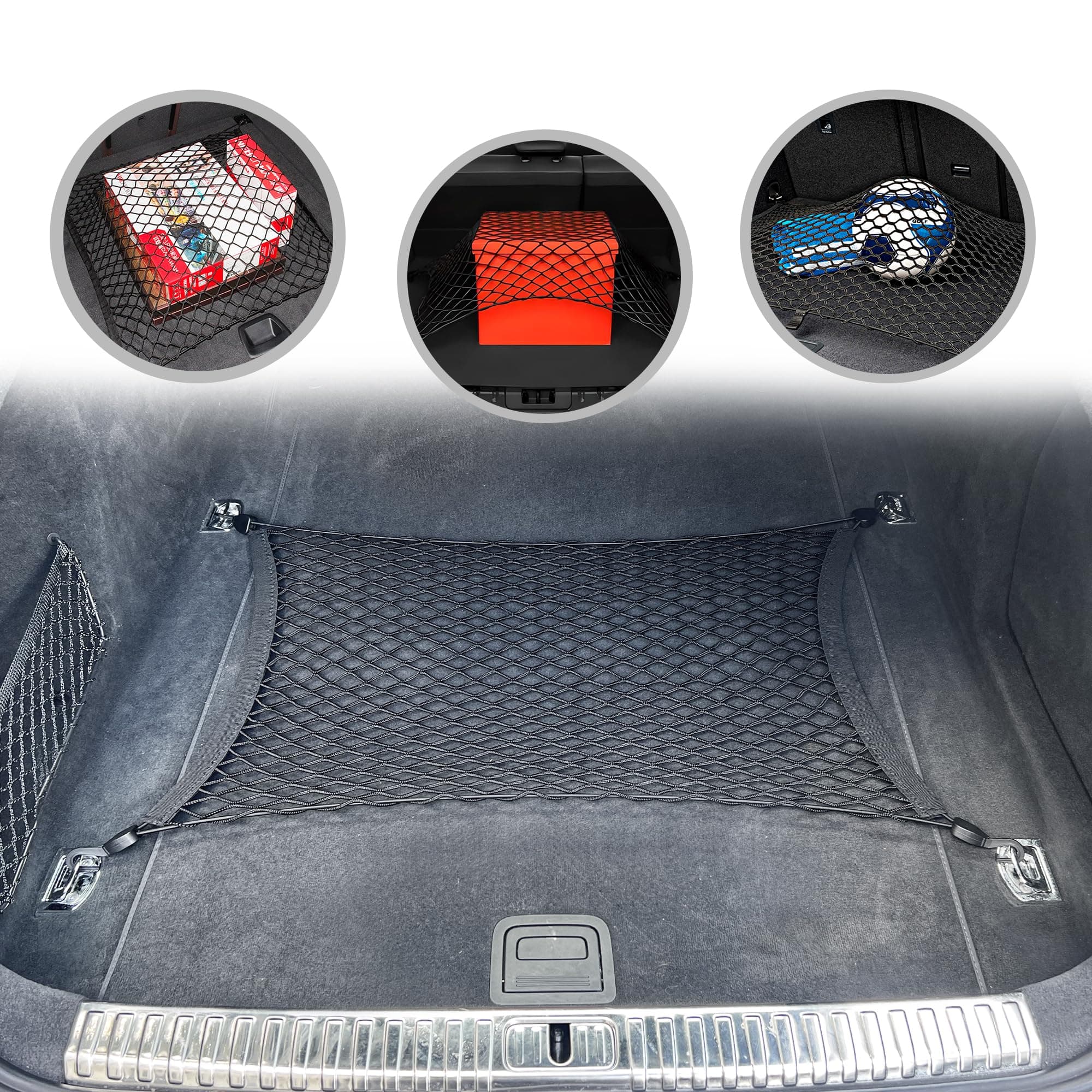 Floor Style Automotive Elastic Trunk Mesh Cargo Net for Audi A7 S7 RS7 2012-2025 - Premium Trunk Organizers and Storage - Luggage Net for Sedan - Best Car Organizer for Audi A 7 S 7 RS 7