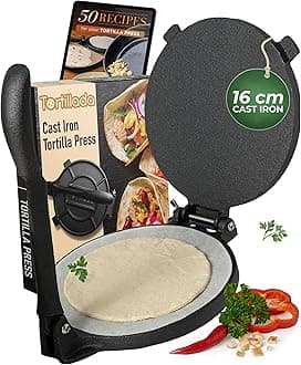 Cast Iron Tortilla Press with Recipes Ebook in French (16 cm)