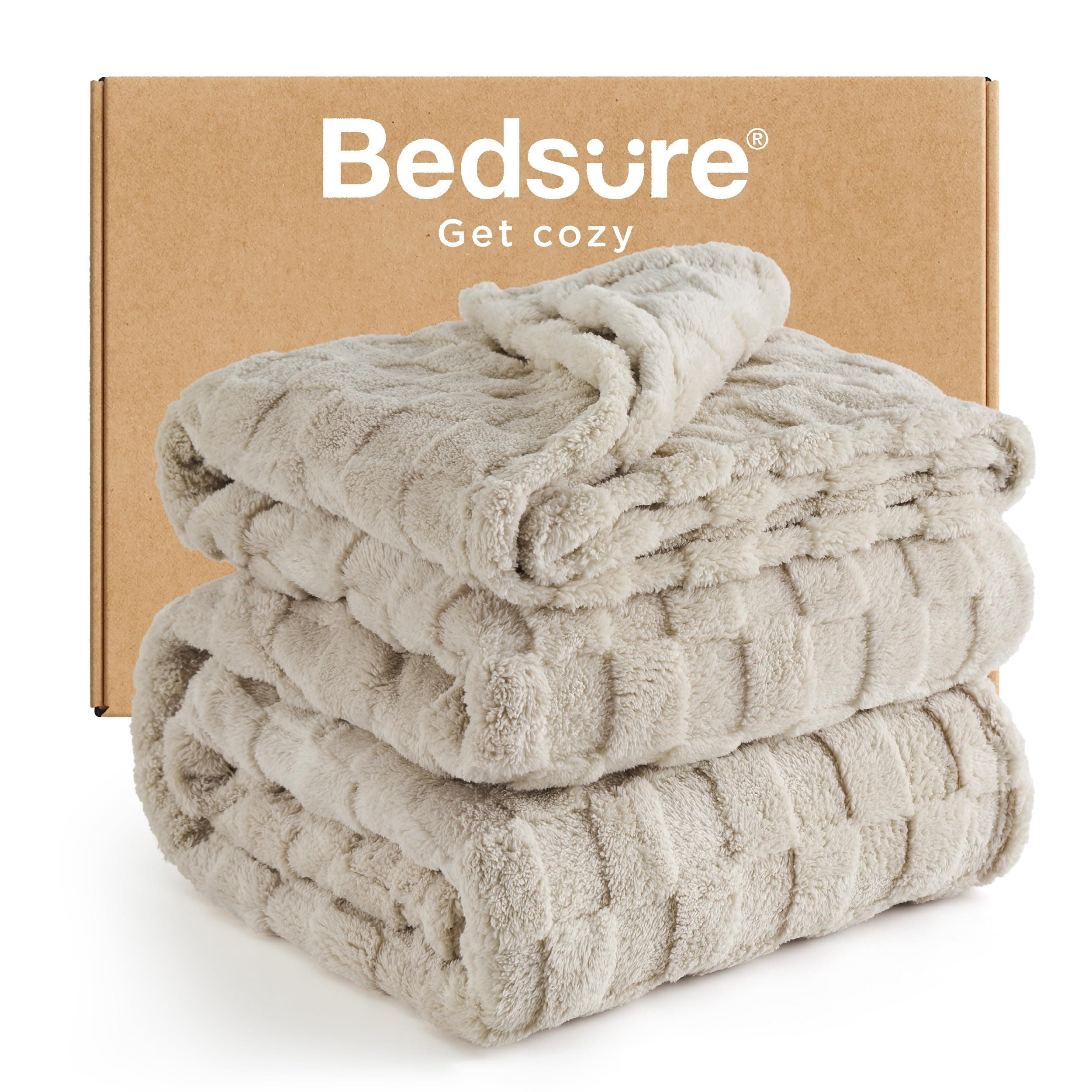 Bedsure GentleSoft King Size Blanket for Bed - Super Soft Cozy Blankets for Women Men Girls, Large Fuzzy Fleece Throw for Bedroom Decor, Neutral,108x90 Inches