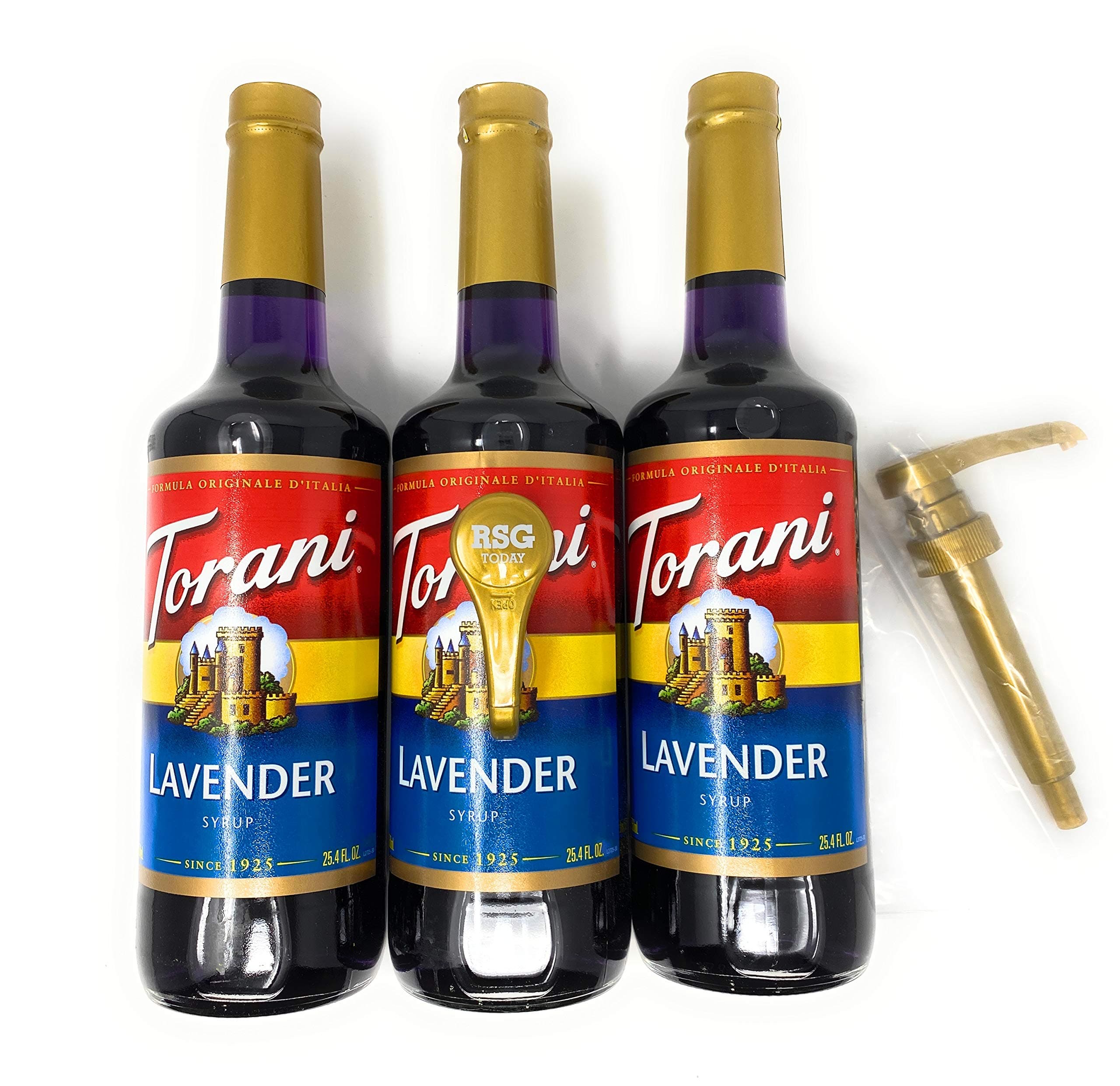 Torani Lavender Syrup, 25.4 Ounce (3 Pack) Plus 1 Torani Syrup Pump