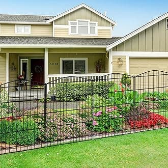 INJOPEXI Decorative Garden Fence 12 Panels 23.6ft (L)×30in (H) Garden Fences with 12 Panels Rustproof Metal Wire No Dig Animal Barrier Fencing Rabbit Dog Fence for Yard Patio Outdoor - Without Gate